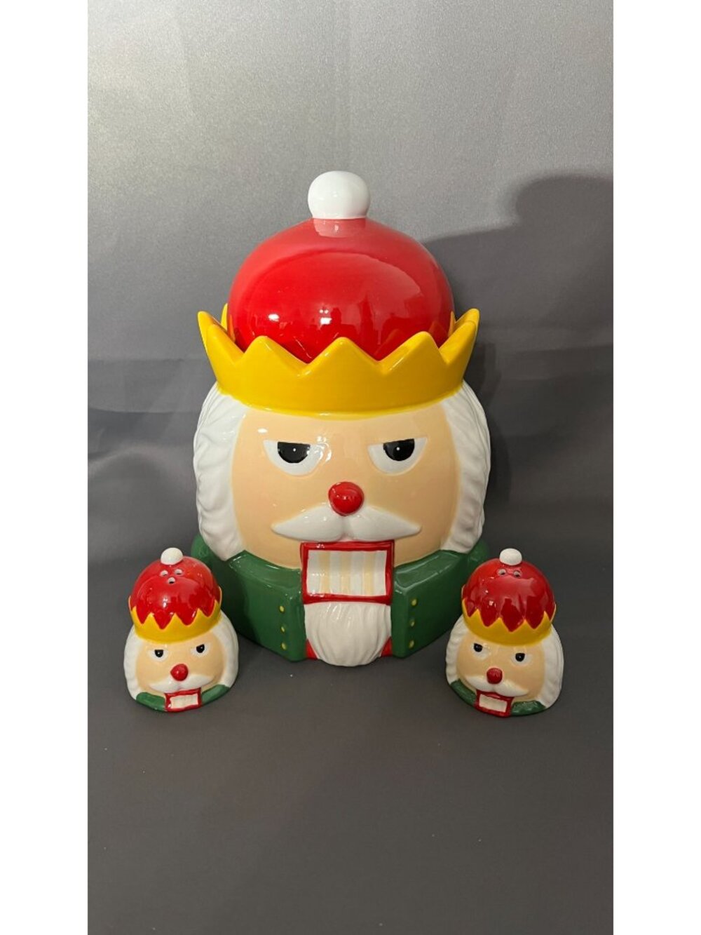 Nutcracker-Themed Ceramic Cookie Jar & Salt And Pepper Shakers Set